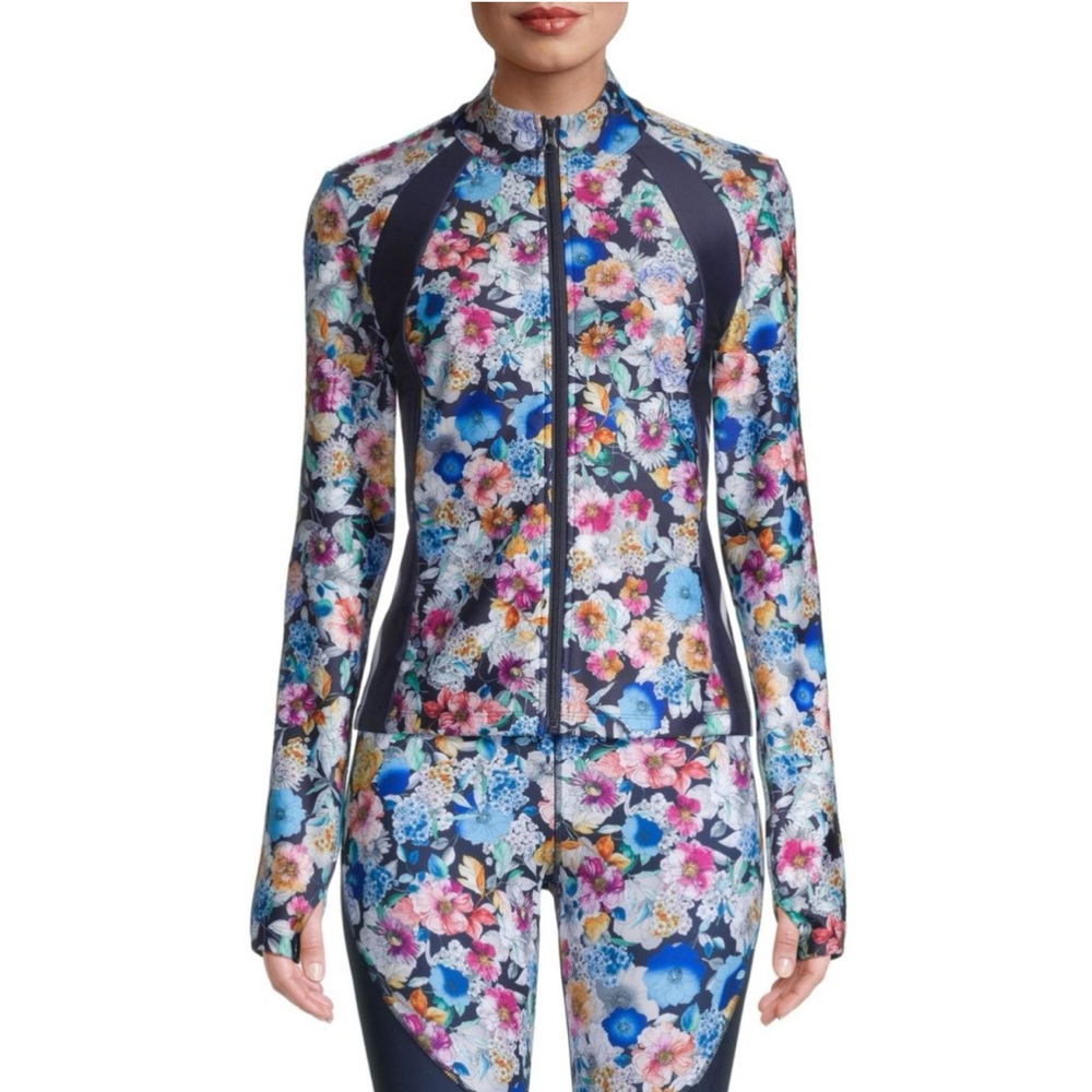 Johnny Was Multicolor Floral Bomber Jacket